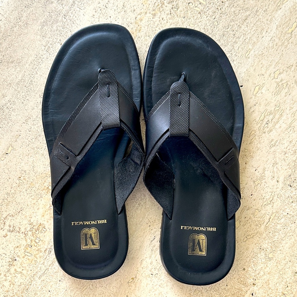 Bruno Magli Amalfi Men’s Black Leather Sandals Sz 10.5
